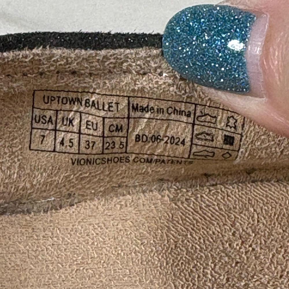 Vionic Women's Uptown Ballet Polluted Silver-Gray Sparkle Leather Flats Size 7 - Picture 10 of 11